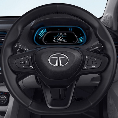 Luxurious and comfortable steering view of Tata - Tiago.ev XZ+ Tech LUX LR